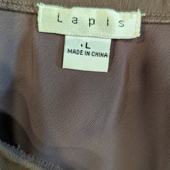 Lapis Mocha Silk Asymmetrical Hem Skirt Size Large - Picture 3 of 7